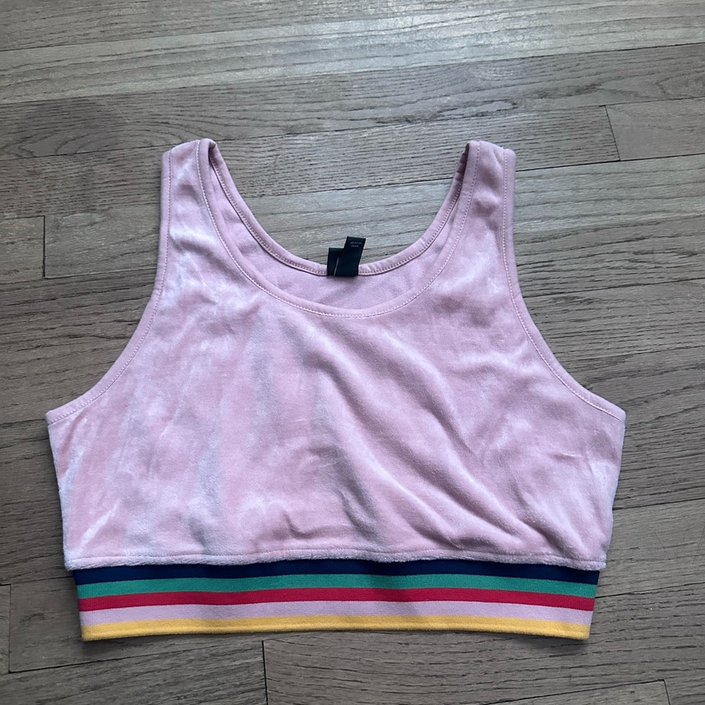 Womens Velour Cropped tank top/bra with Rainbow Band